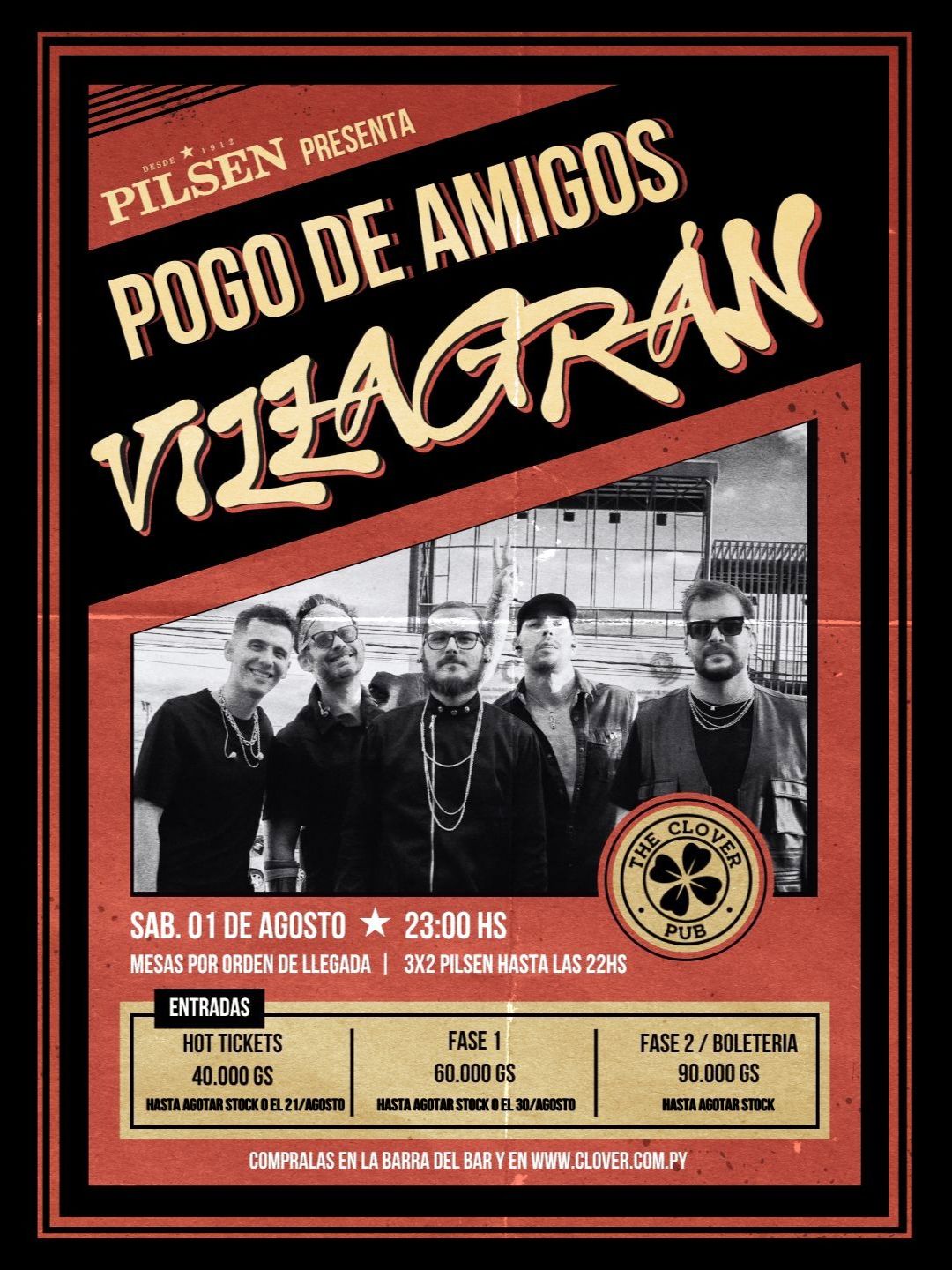 Villagrán — Pogo de Amigos, sábado 1 de agosto en The Clover Pub